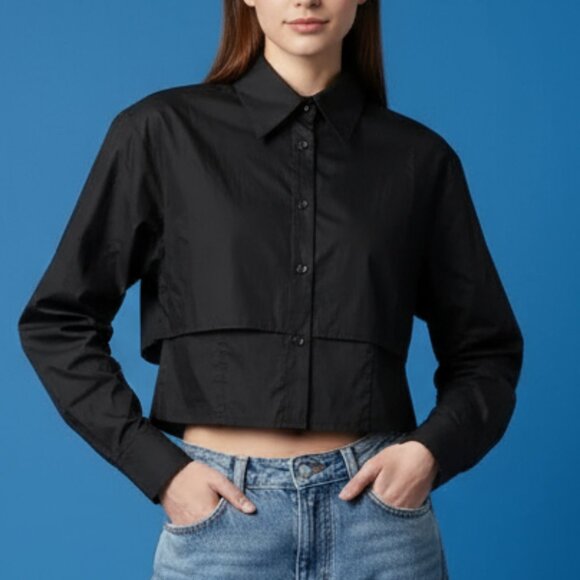 NWT REVOLVE & MINIMALIST lovers COMMENSE cropped black blouse XS - Picture 1 of 9